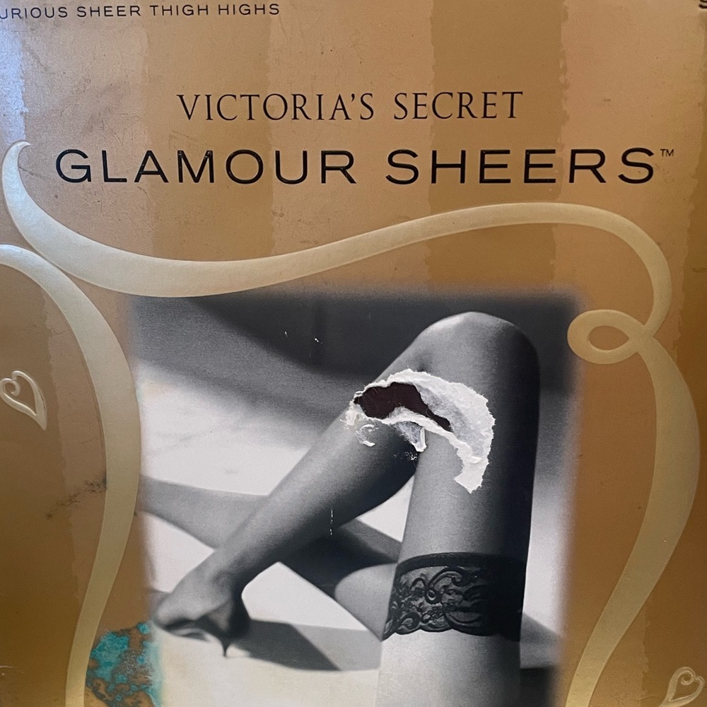 Vintage Victoria's Secret Glamour Sheers Lace Top Thigh Highs. Brown. Sz. SM